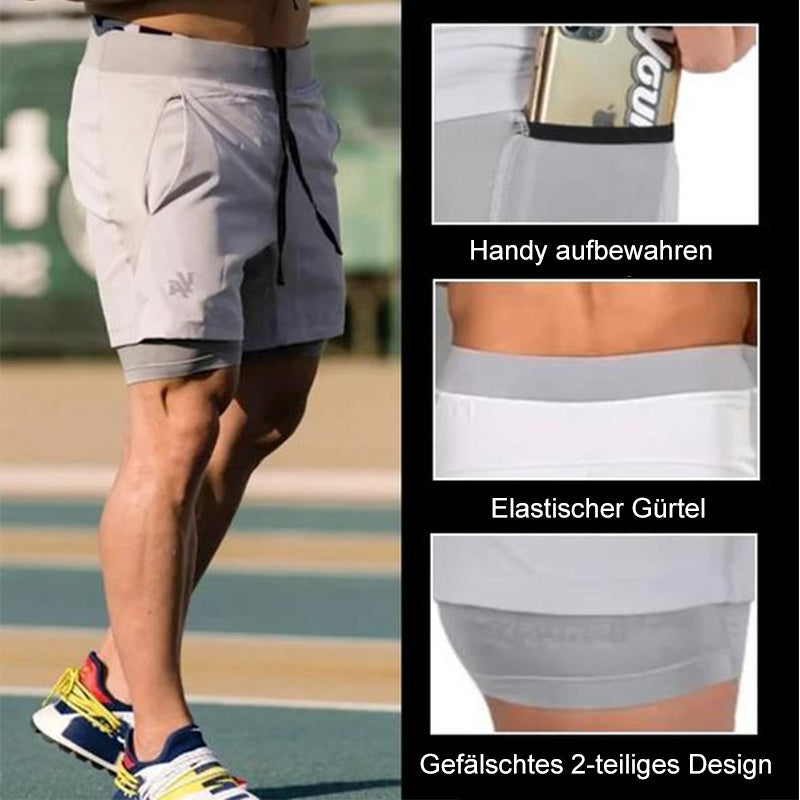 Schnell trocknende, doppellagige, elastische Shorts