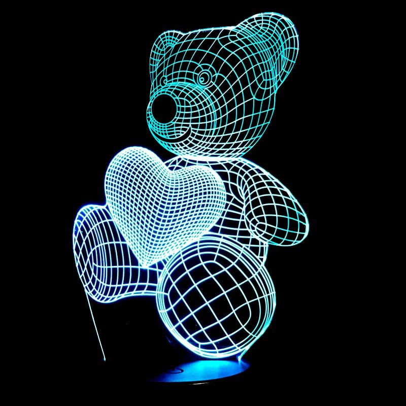 3D Kreatives Liebesbär Nachtlicht