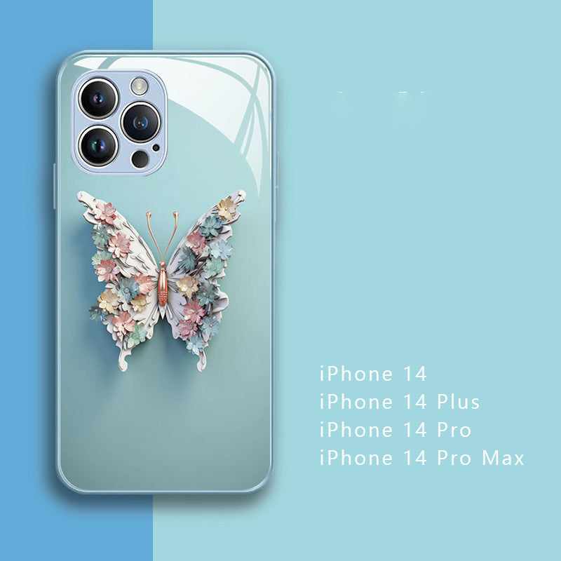 🦋3D-Schmetterlingsmuster Glas Handyhülle für iPhone🦋