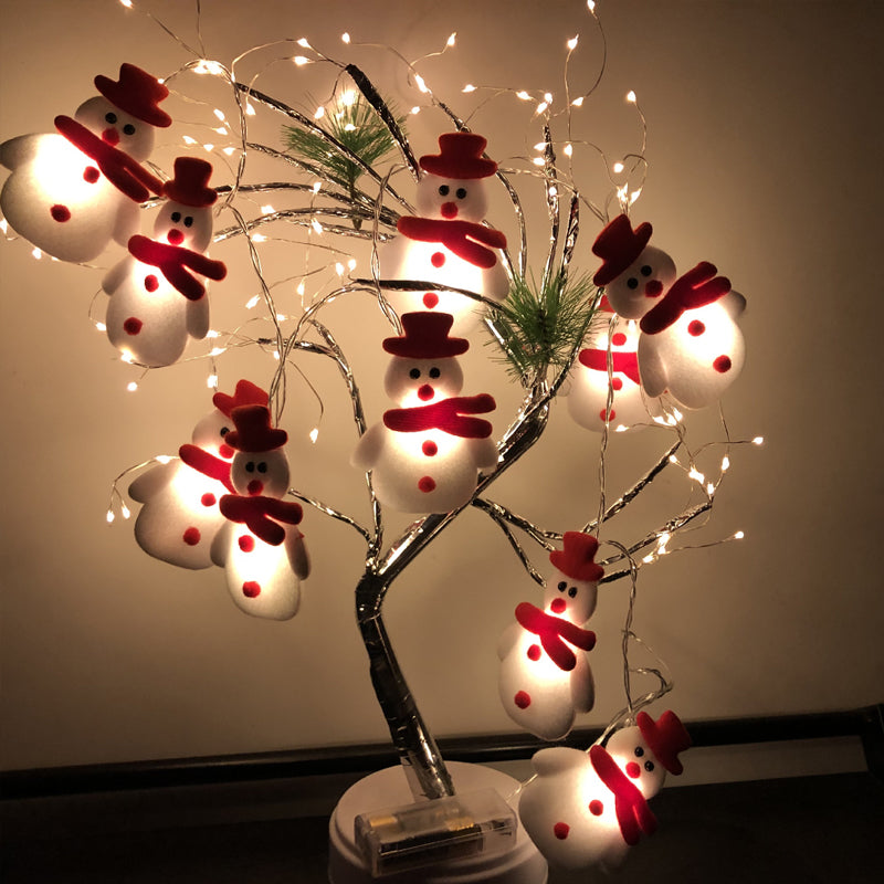 Weihnachten Plüsch Schneemann Lichterketten