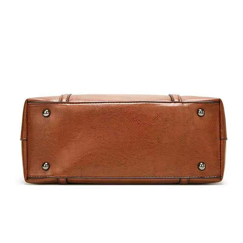Damen Ölwachs Leder Einfache Tasche