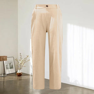 Einfarbige lockere Freizeithose mit hoher Taille