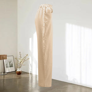 Einfarbige lockere Freizeithose mit hoher Taille