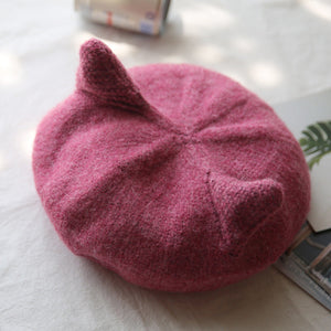 Süße Katzenohren Baskenmütze