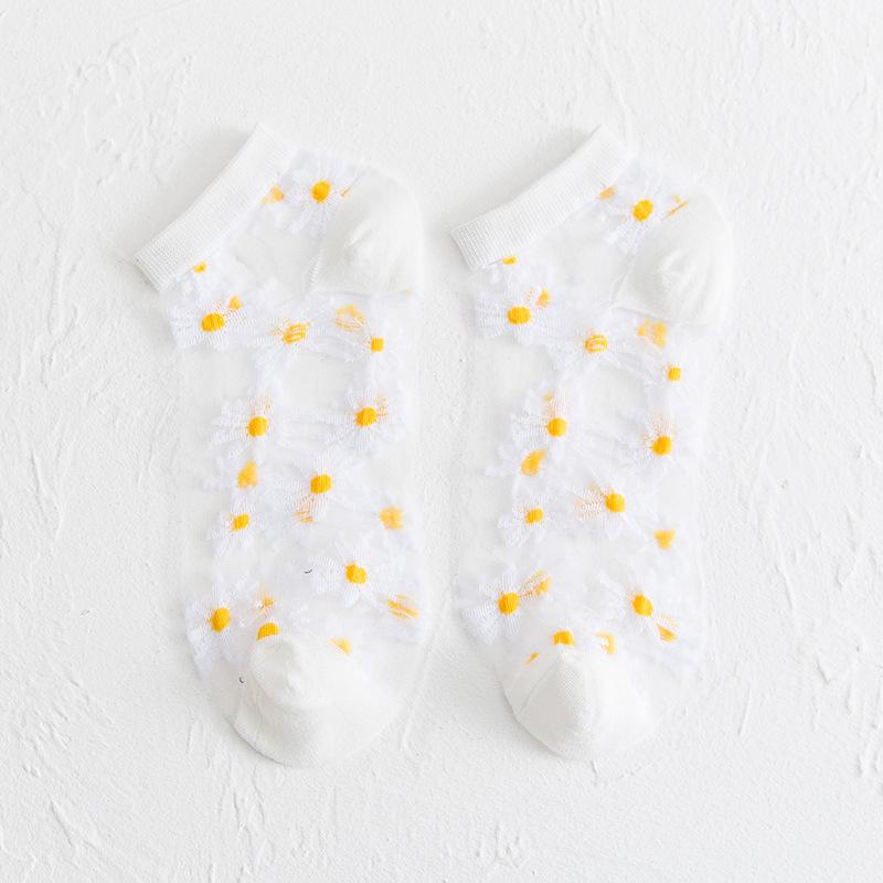 Durchscheinende Gänseblümchensocken