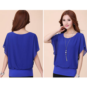 Damen Fledermaus Chiffon Hemd