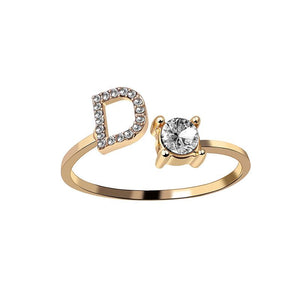 A-Z Buchstabe Gold Metall Einstellbarer Ring