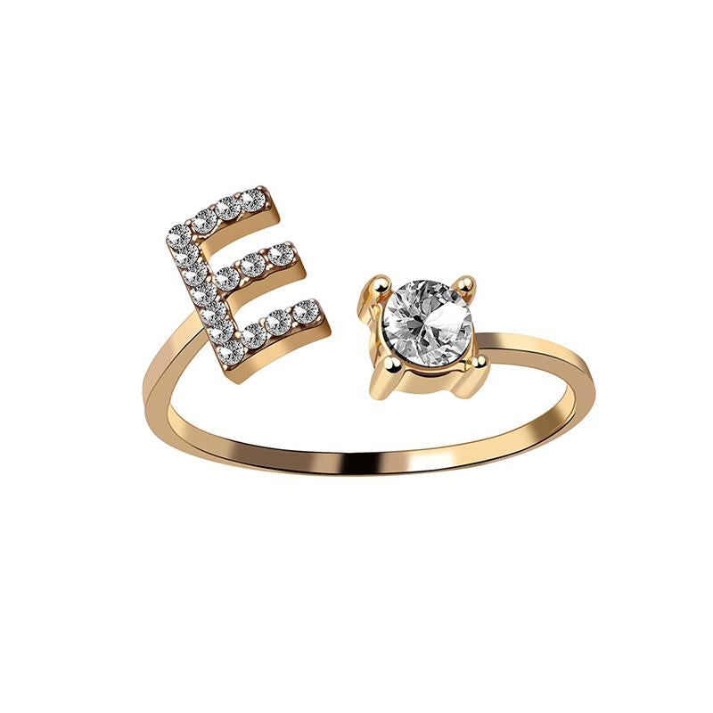 A-Z Buchstabe Gold Metall Einstellbarer Ring