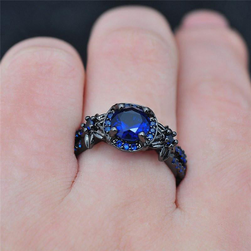 Vintage Schwarz gold Saphirring