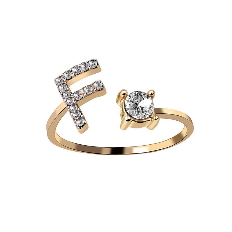 A-Z Buchstabe Gold Metall Einstellbarer Ring
