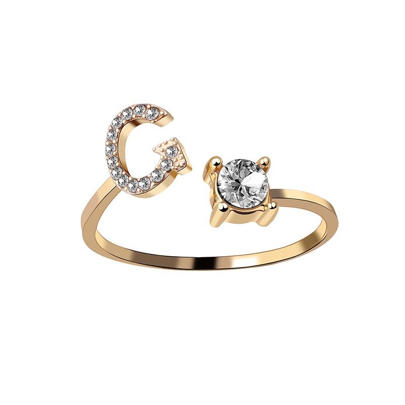 A-Z Buchstabe Gold Metall Einstellbarer Ring