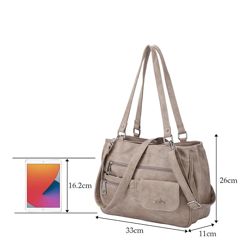 Multifunktionale Umhängetasche Handtasche mit drei Fächern