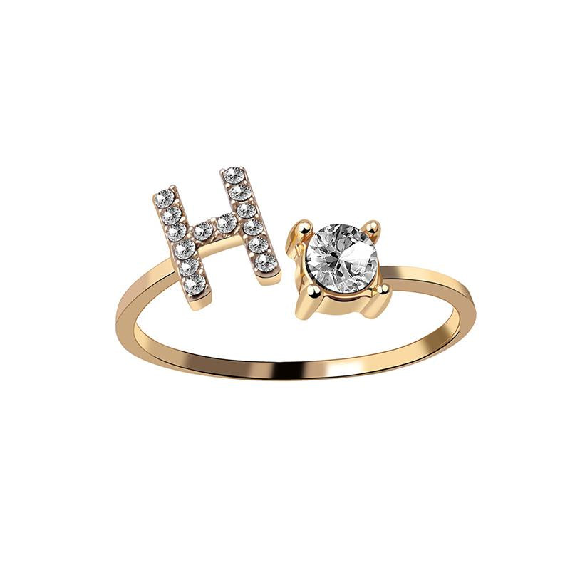 A-Z Buchstabe Gold Metall Einstellbarer Ring