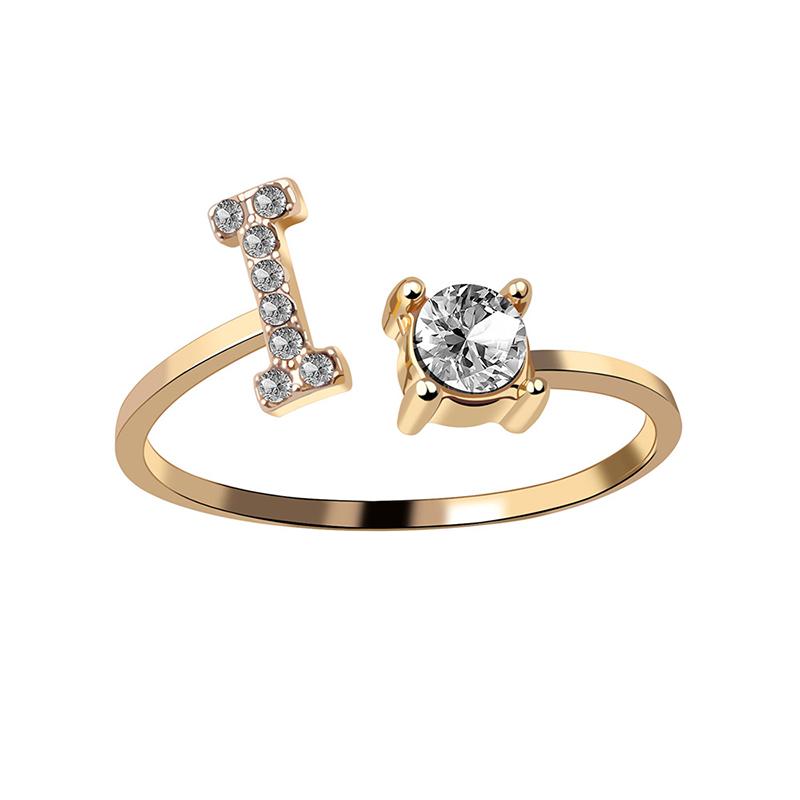 A-Z Buchstabe Gold Metall Einstellbarer Ring