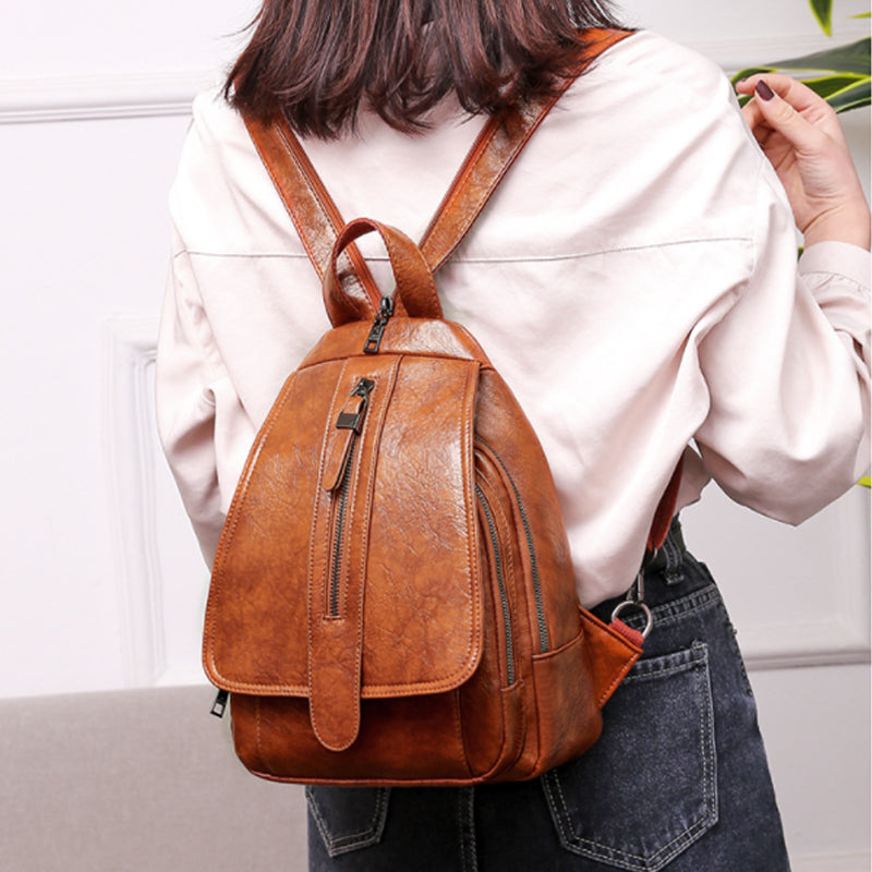 Damen Modischer Rucksack aus weichem Leder