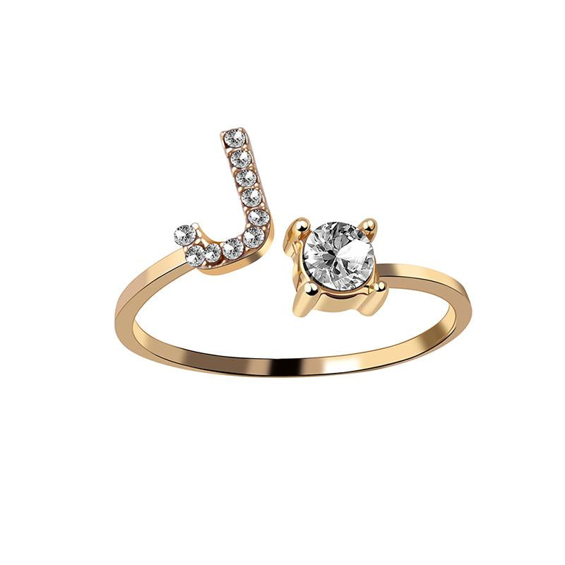 A-Z Buchstabe Gold Metall Einstellbarer Ring
