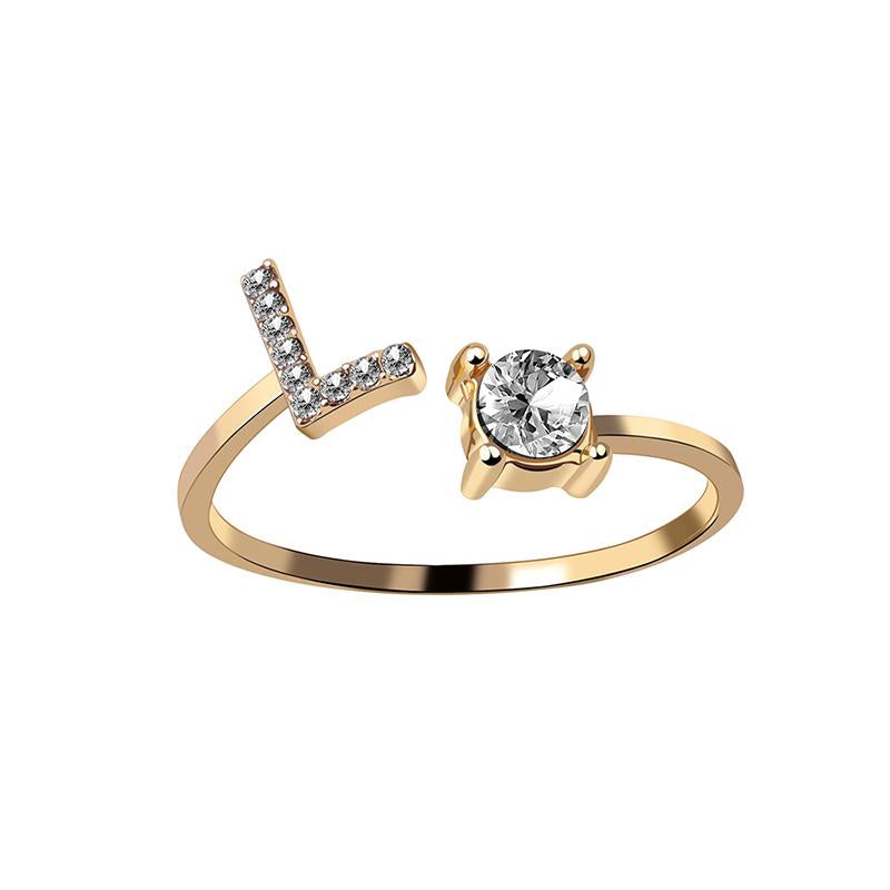 A-Z Buchstabe Gold Metall Einstellbarer Ring
