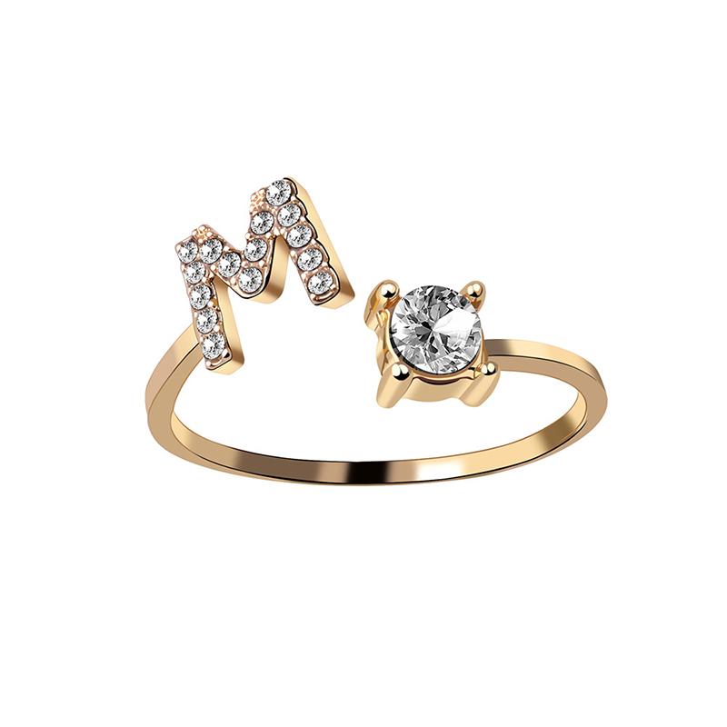 A-Z Buchstabe Gold Metall Einstellbarer Ring