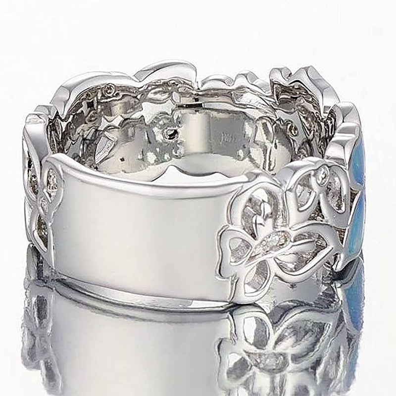 Damen Blumen Schmetterlinge Ring