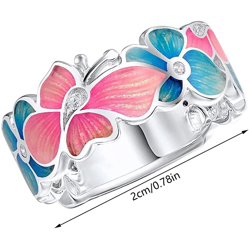 Damen Blumen Schmetterlinge Ring
