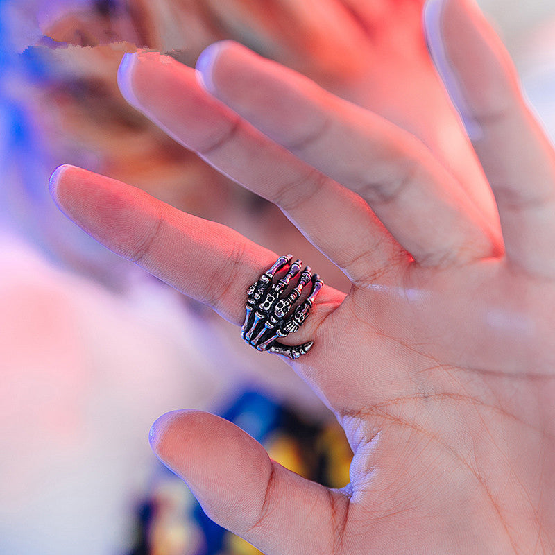 Übertriebener Totenkopf Pfoten Ring