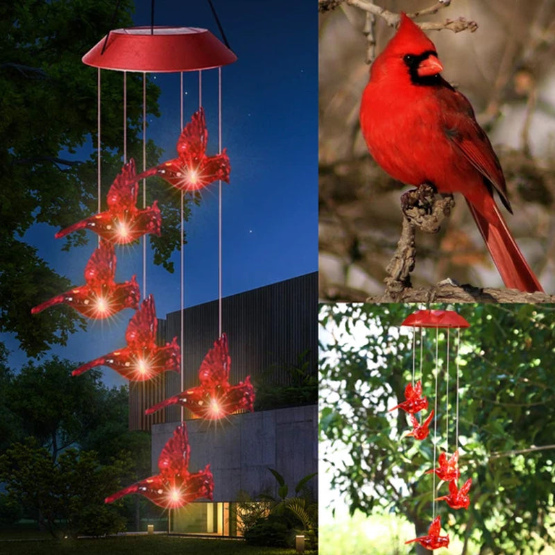 Solar roter- Vogel Wind Glockenspiel Licht