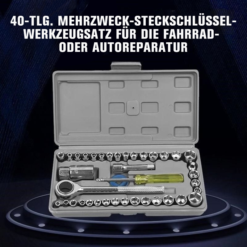 40-tlg. Mehrzweck-Steckschlüssel-Werkzeugsatz für die Fahrrad- oder Autoreparatur