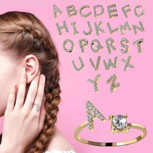 A-Z Buchstabe Gold Metall Einstellbarer Ring