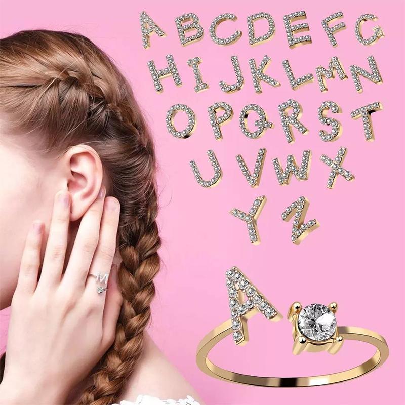 A-Z Buchstabe Gold Metall Einstellbarer Ring