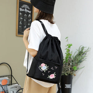 Faltbarer bestickter Kordelzug Rucksack