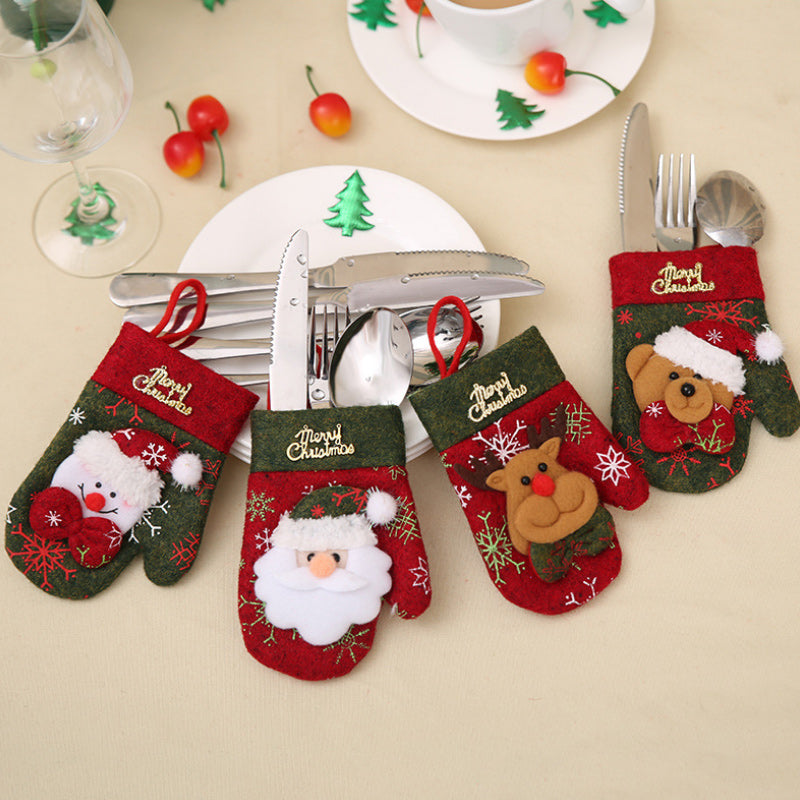 Weihnachtsbesteckset Handschuhe Geschenktüte