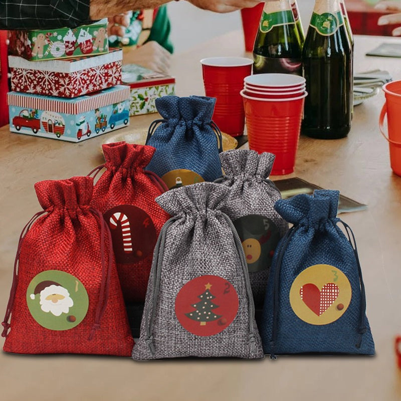 24 Stücke Weihnachten Advent Kalender Hängen Geschenk Taschen