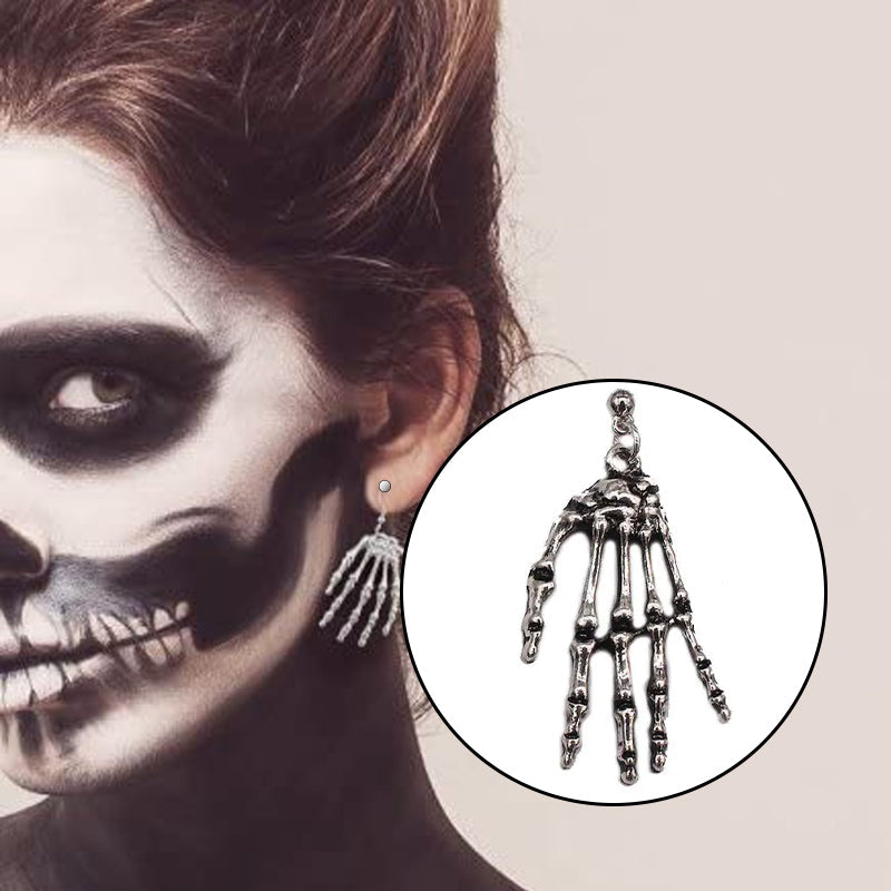 Asymmetrische Totenkopf-Hand-Ohrringe für Damen