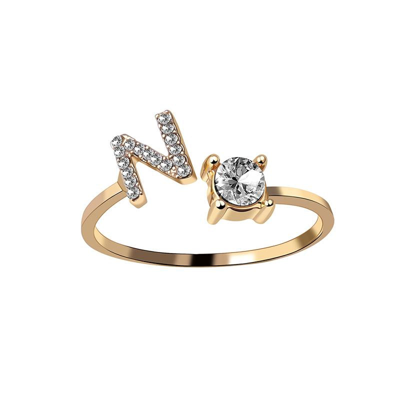 A-Z Buchstabe Gold Metall Einstellbarer Ring