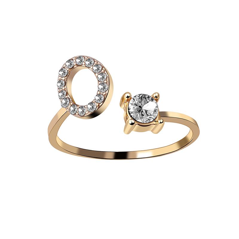 A-Z Buchstabe Gold Metall Einstellbarer Ring