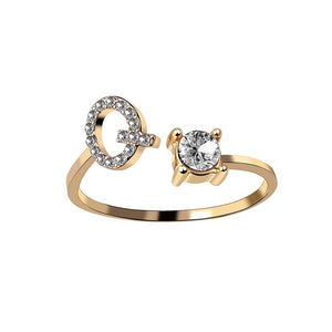 A-Z Buchstabe Gold Metall Einstellbarer Ring