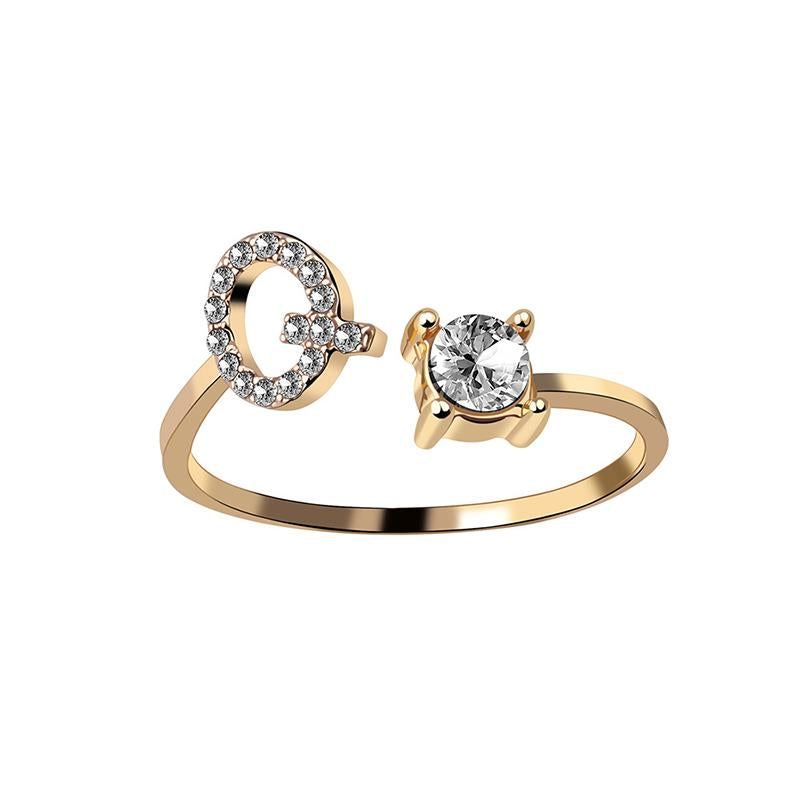 A-Z Buchstabe Gold Metall Einstellbarer Ring