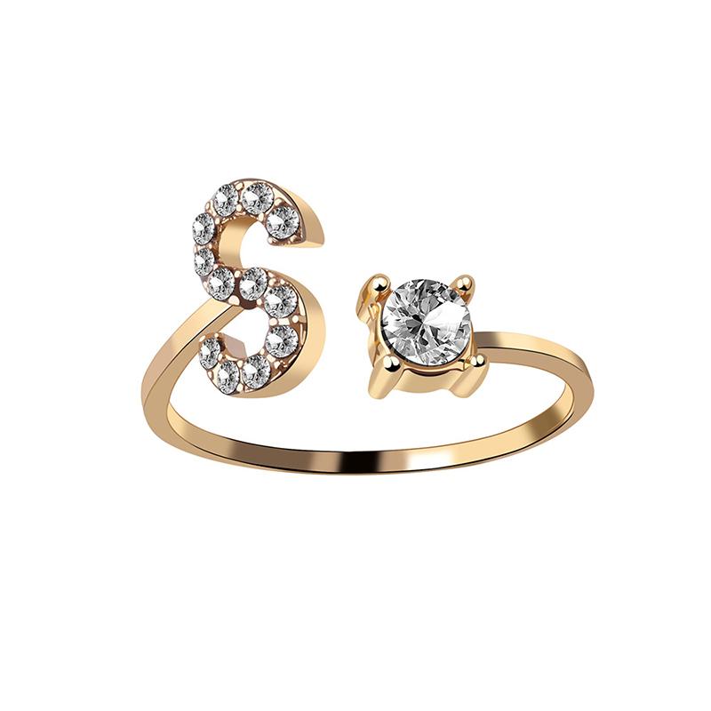 A-Z Buchstabe Gold Metall Einstellbarer Ring