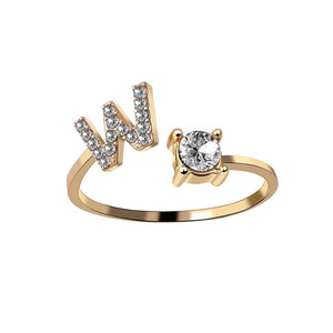 A-Z Buchstabe Gold Metall Einstellbarer Ring