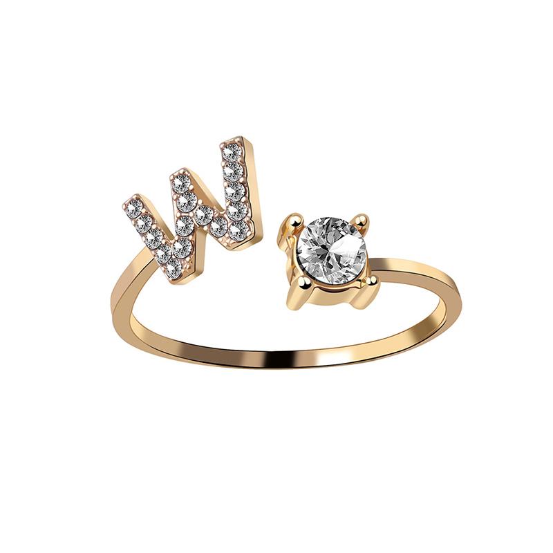 A-Z Buchstabe Gold Metall Einstellbarer Ring