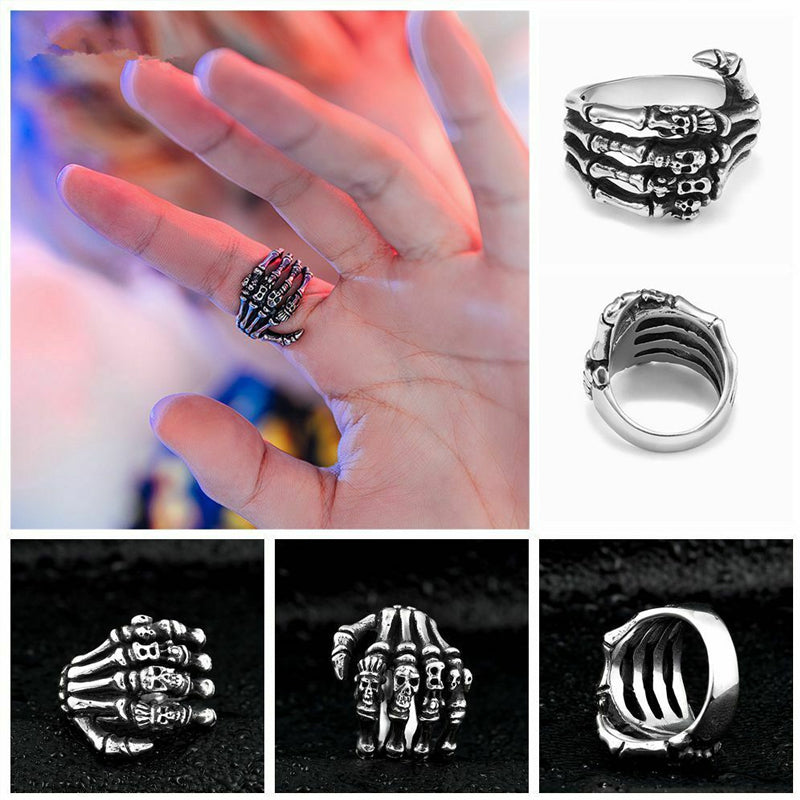 Übertriebener Totenkopf Pfoten Ring