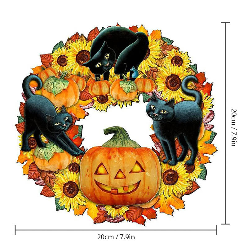 Halloween lustige Kürbis schwarze Katze Holzdekoration