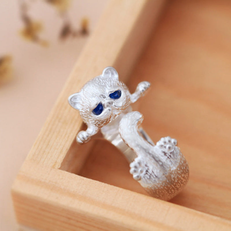 Süßer modischer blauäugiger Katzenring