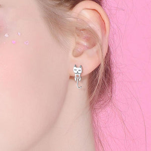 Katze Silber Ohrringe