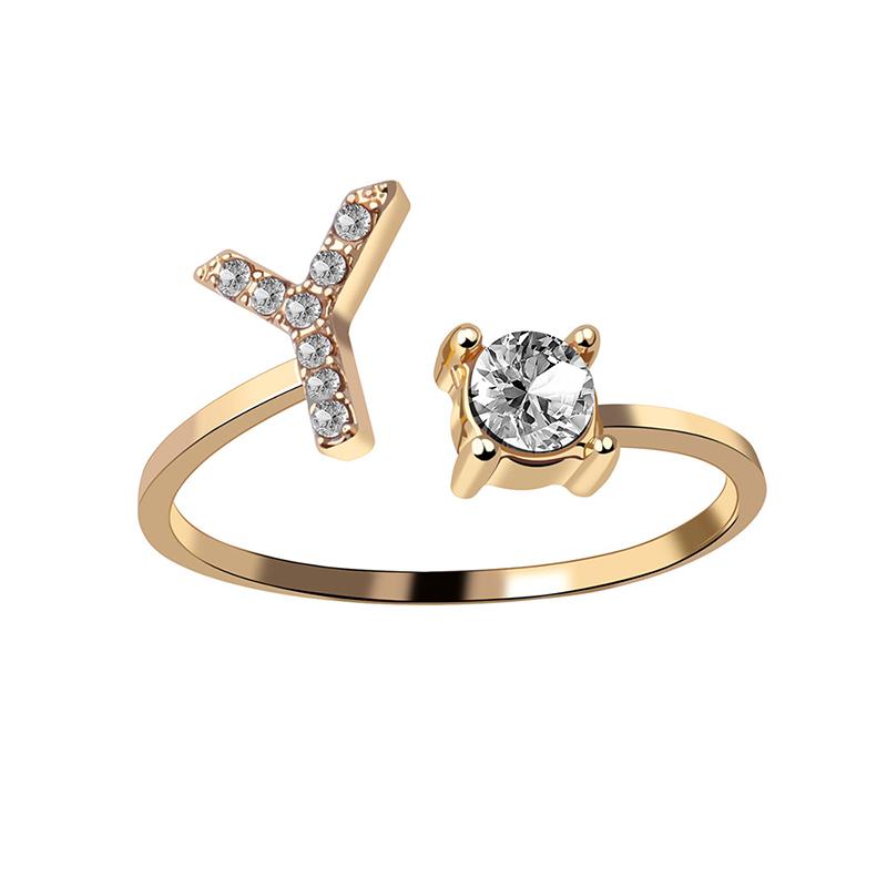A-Z Buchstabe Gold Metall Einstellbarer Ring