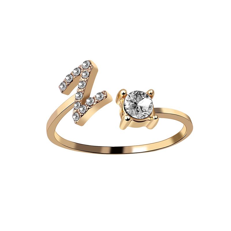 A-Z Buchstabe Gold Metall Einstellbarer Ring