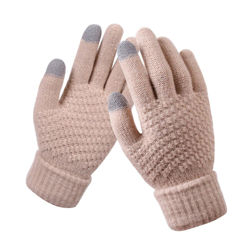 Milduall Strickhandschuhe Bildschirmberührbare Verdickte Winterhandschuhe