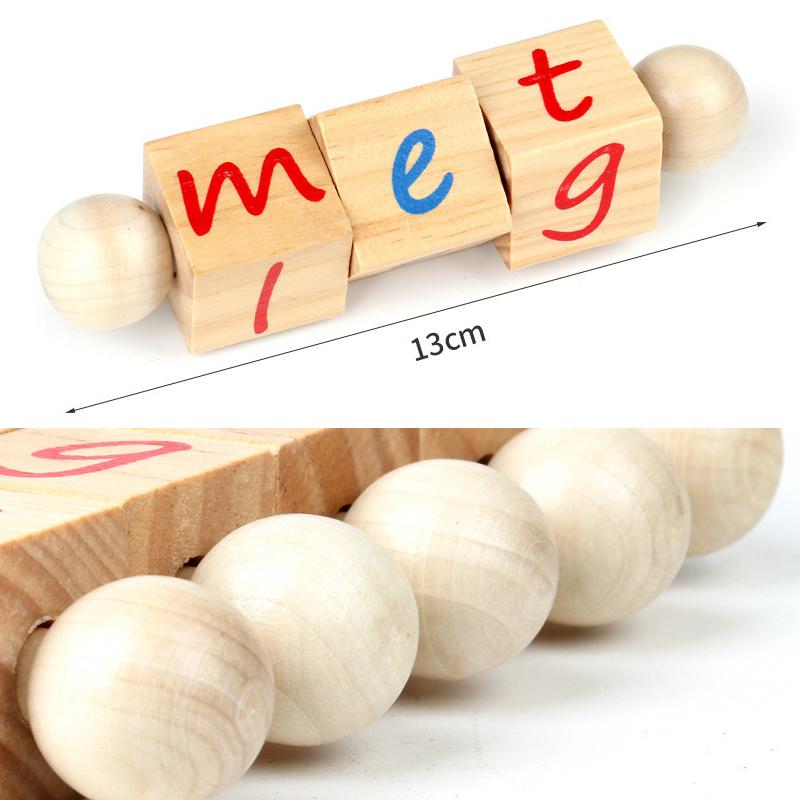 Montessori Alphabet pädagogische phonetische Leseblöcke aus Holz
