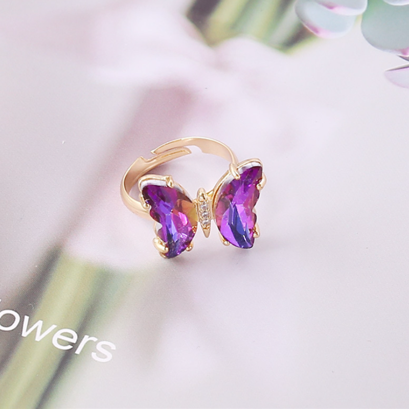 Damen bunter Schmetterlinge Ring