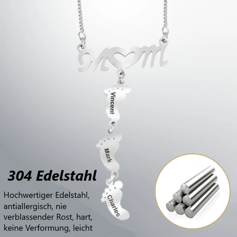 Edelstahl Halskette mit Puppenfüßen